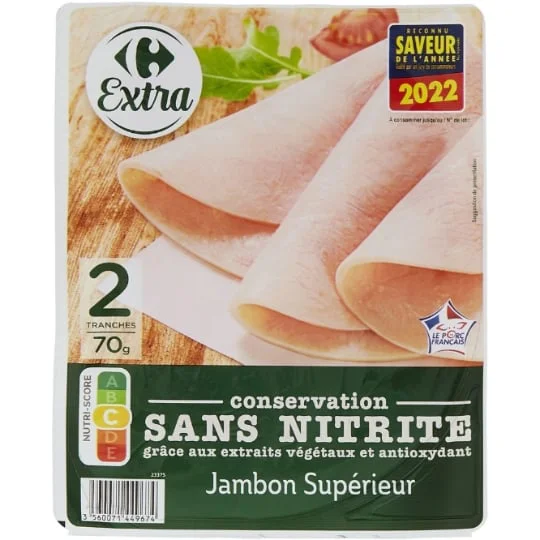 Jambon cuit supérieur sans nitrite