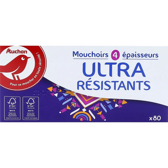 Mouchoirs ultra résistants 4 épaisseurs boite