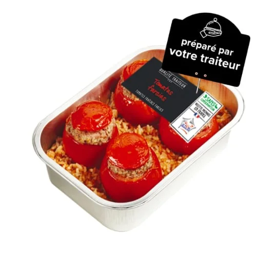 Plat cuisiné Tomates farcies fraîches cuites avec riz