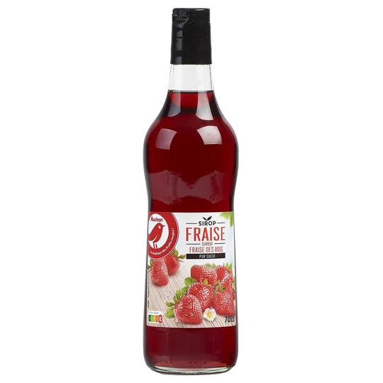 Sirop de fraise et fraise des bois bouteille verre