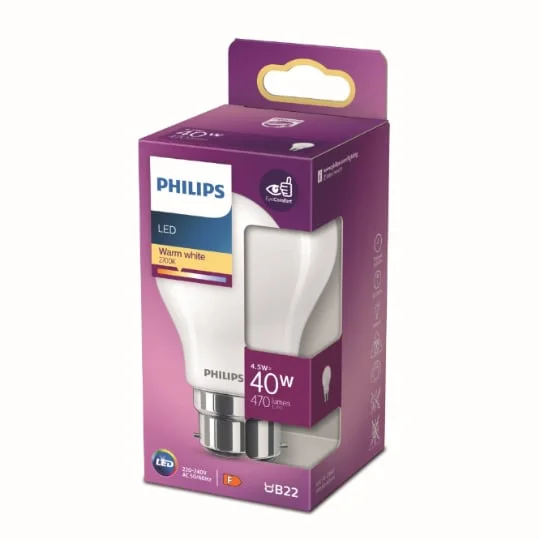 Ampoule LED B22 Standard Blanc-chaud 40W x1