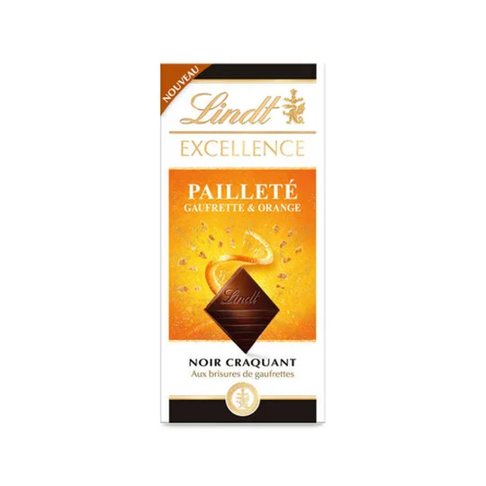Excellence Chocolat Noir Craquant Pailleté  Gaufrettes & Orange