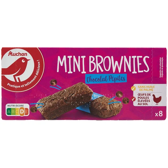 Mini brownies aux pépites de chocolat, sachets individuels