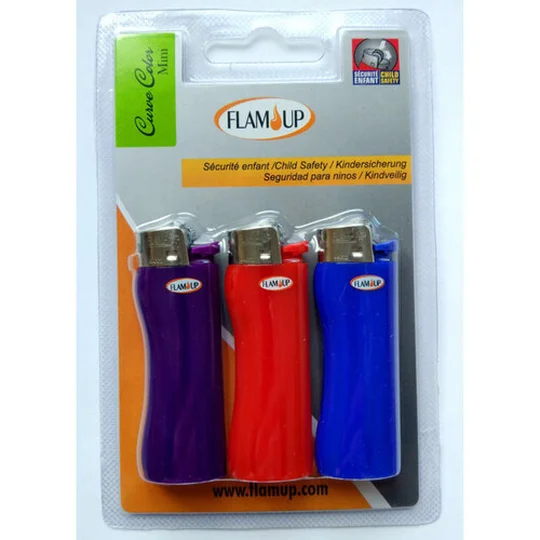 Briquet flam up pierre curve color mini x3 flamme fixe