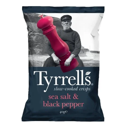 Chips de pommes de terre, sel de mer & poivre noir concassé