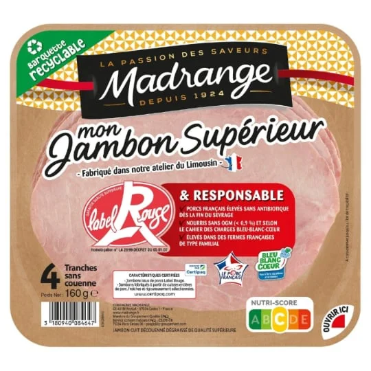 Jambon découenné dégraissé Label Rouge