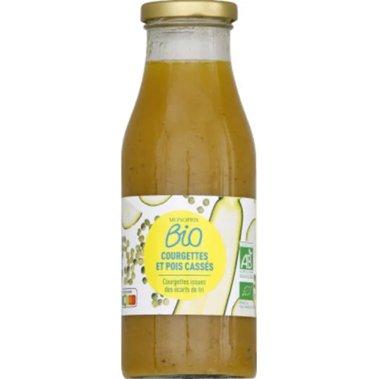 Soupe aux courgettes et pois cassés bio