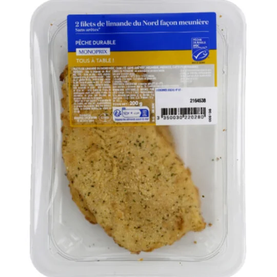 Filets de limande du Nord meunière sans arête