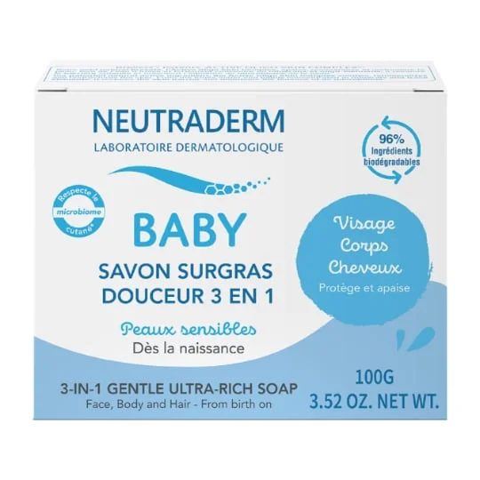 Savon solide bébé surgras douceur 3 en 1