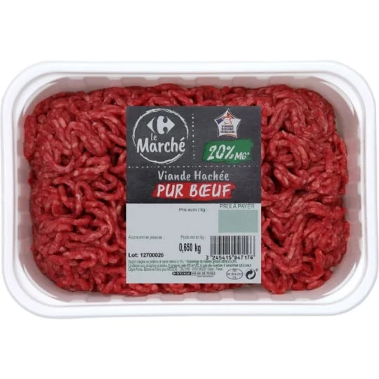 Viande hachée pur boeuf 20% MG