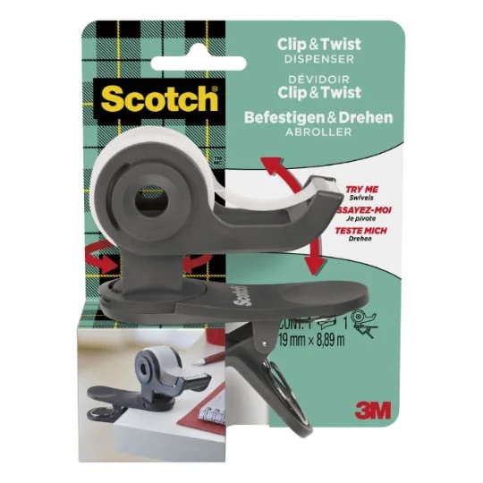 Adhésif dévidoire "Clip&Twist" gris