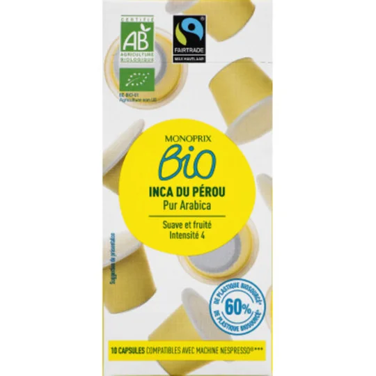 Café Pur Arabica Inca Du Pérou 10 Capsules