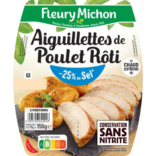 Aiguillettes de poulet sans nitrite réduit en sel
