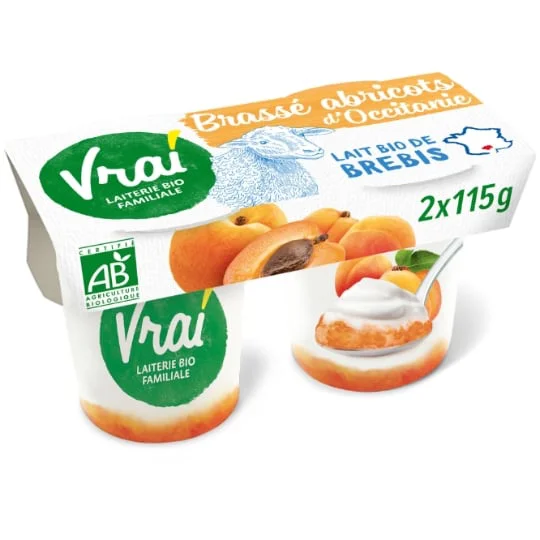 Yaourt brassé brebis sur lit d'abricot Bio