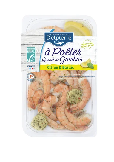 Queues de crevettes cuites réfrigérées aux citron e...