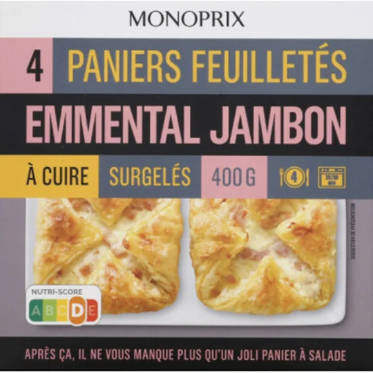 Pâte Pur Beurre Paniers Feuilletés Emmental & Jambon X4