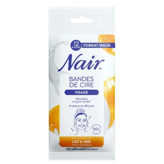Bande De Cire Visage Peaux Sensibles Aux Extraits De Lait & Miel
