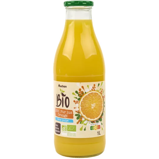Pur jus d'orange bouteille verre