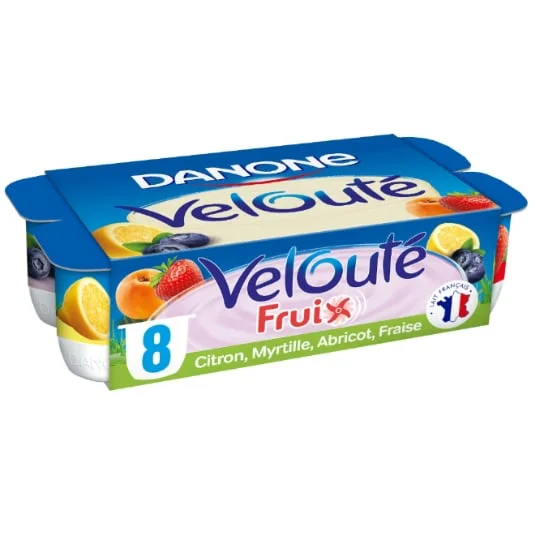 Yaourt aux fruits brassé citron myrtille abricot fraise