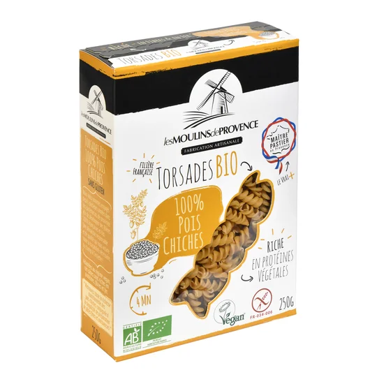 Torsades vegan au pois chiche bio sans gluten