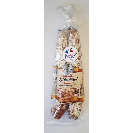 Duo saucisses sèches droites pur porc