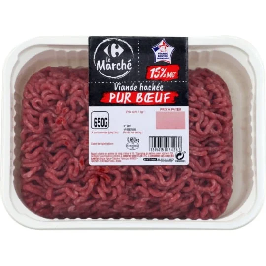 Viande hachée pur boeuf 15% MG