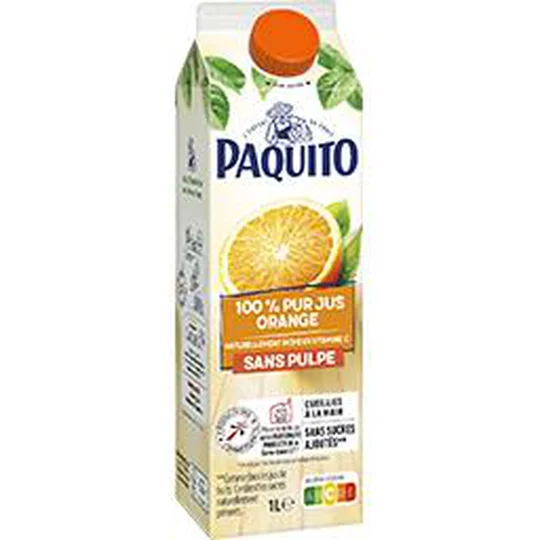 100% pur jus orange sans pulpe sans sucres ajoutés
