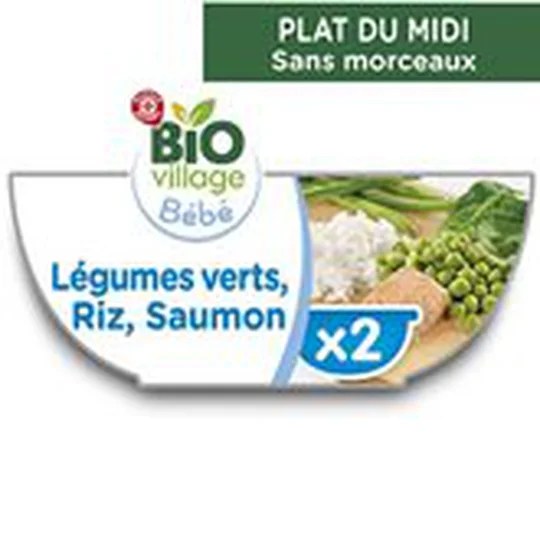 Bol legume vert riz Saumon - 6 mois