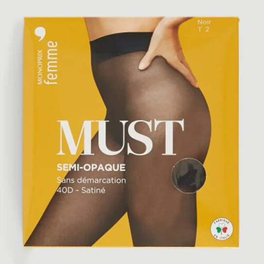 Monoprix Collants semi-opaque noir satiné taille 1