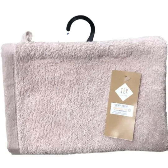 Gant de toilette beige clair 100% coton 15x21 cm