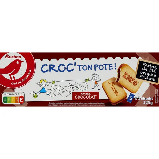 Croc' ton pote minis goûters fourrés parfum chocolat, sachets fraîcheur