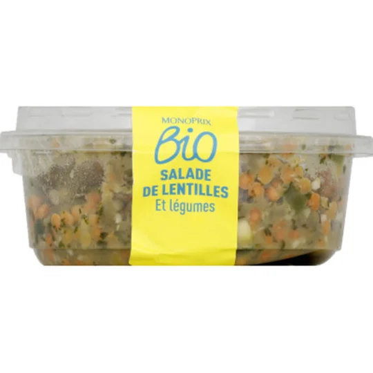 Salade de lentilles et légumes bio