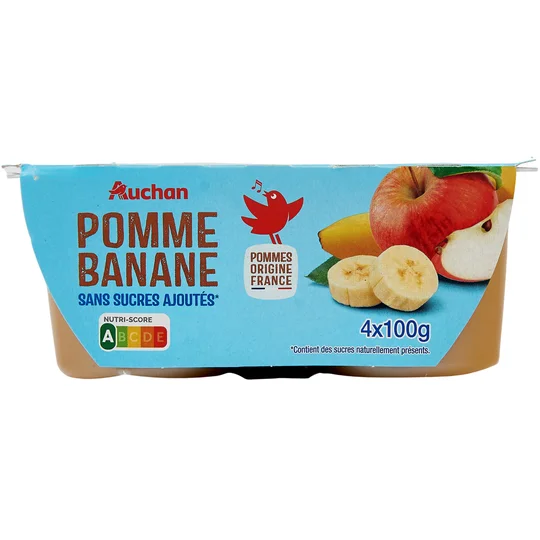 Coupelles pomme banane sans sucres ajoutés