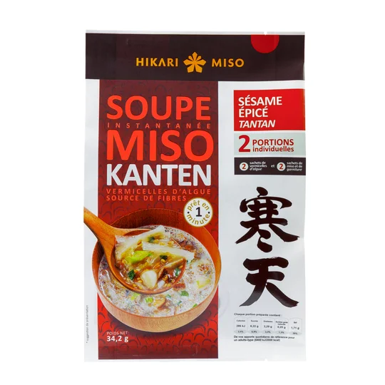 Soupe miso instantannée kanten vermicelles d'algues sésame épicés