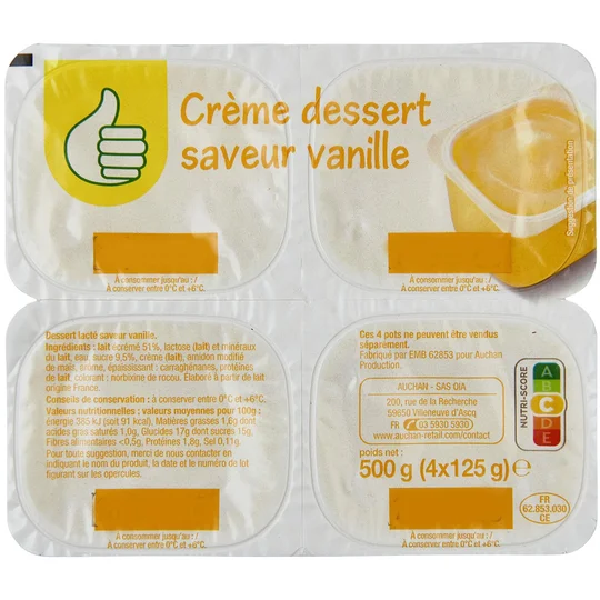 Crème dessert saveur vanille