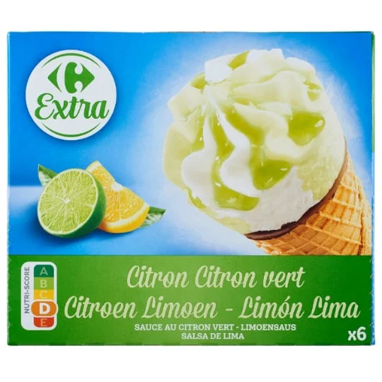 Glaces cônes citron-citron vert