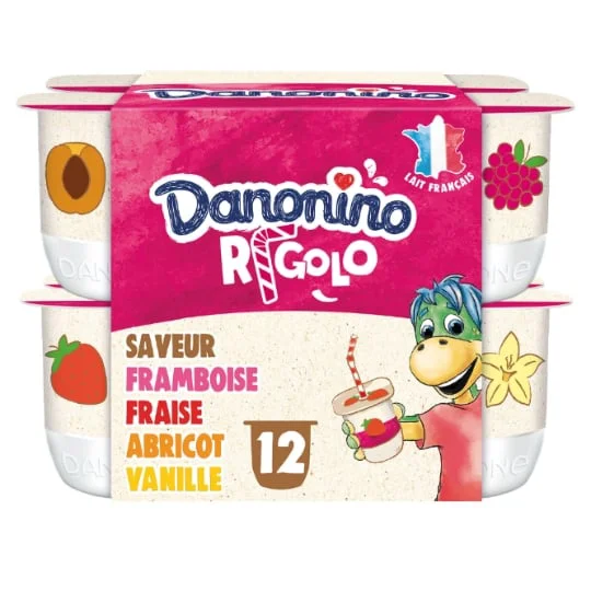 Yaourt aux fruits aromatisé avec paille framboise fraise abricot vanille
