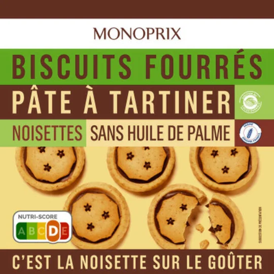 Biscuits fourrés pâte à tartiner noisette