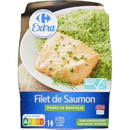 Plat cuisiné filet de saumon brocolis
