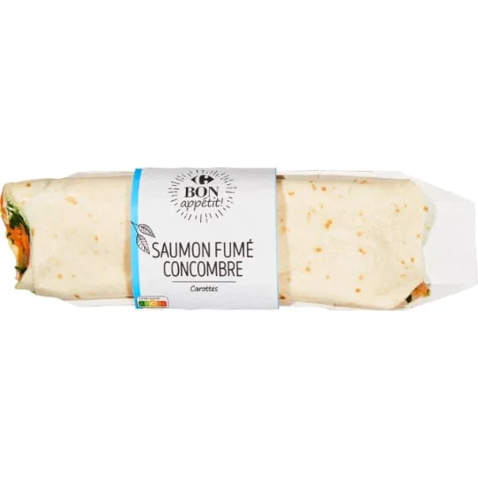 Wrap saumon fumé concombre carottes