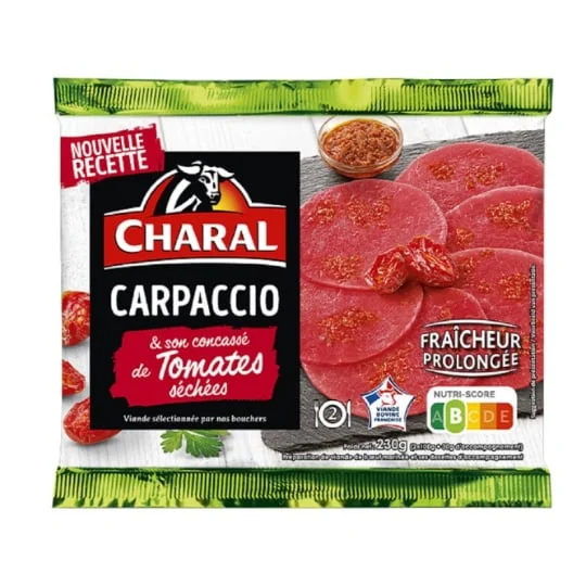 Carpaccio de boeuf tomates olives