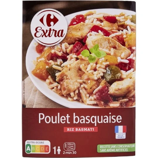 Plat cuisiné poulet basquaise riz