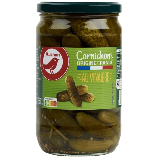 Cornichons au vinaigre en bocal