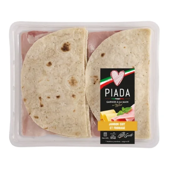 Galettes Piada jambon cuit et fromage