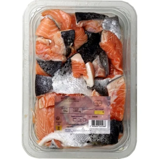 Morceaux de saumon avec peau