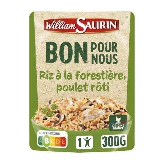 Plat cuisiné riz forestière poulet rôti