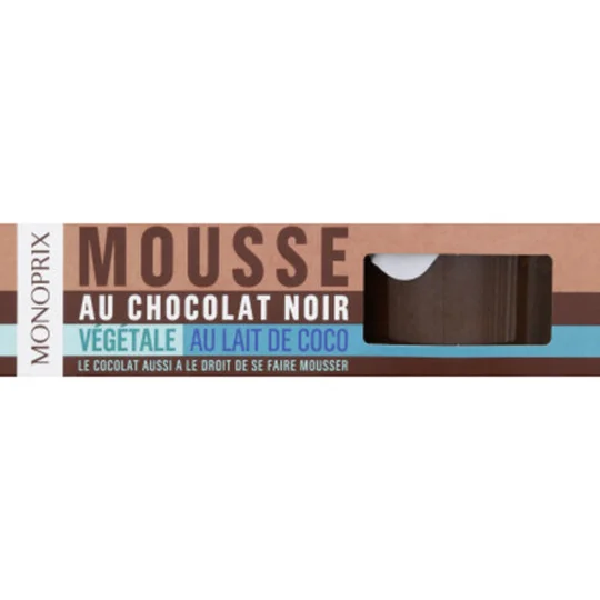 Monoprix Mousse au Chocolat Noir Végétale au Lait de Coco