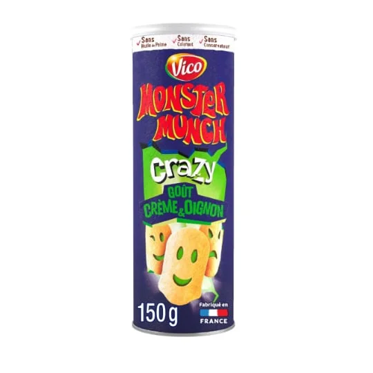 Chips tuiles goût crème et oignon Crazy
