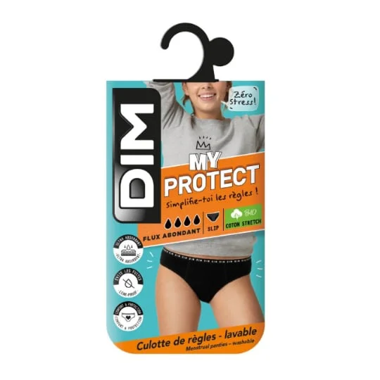 Culotte menstruelle fille noir flux abondant coton Bio 16 ans