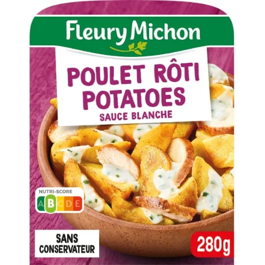 Poulet rôti et potatoes sauce blanche